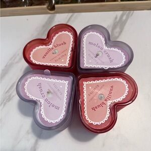 Heart-Shaped Vanilla Blush and Melon Crush scented candles